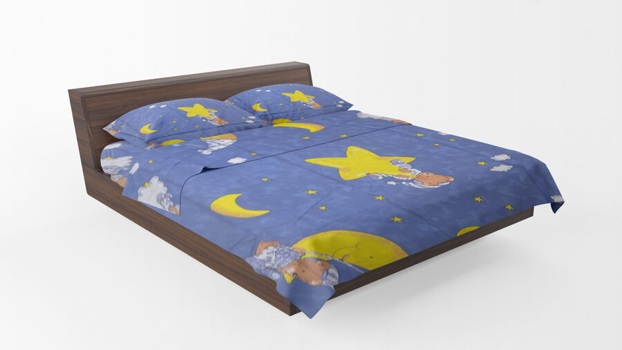 Kokvilnas bērnu gultas veļa komplekts 140x100cm no 3 daļam RLB627